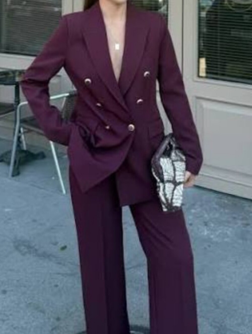Burgundy Pants Suit
